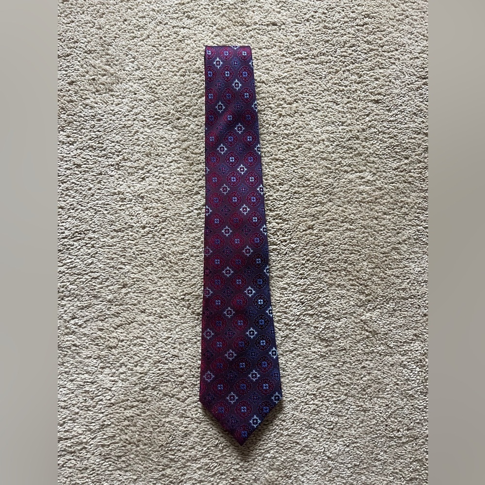 Burgundy and Blue Mens CM Gold Series Tie